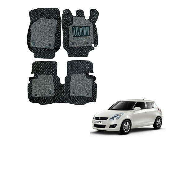 Maruti Suzuki Swift (2012-2017) Superior Floor Mats - Black/Silver Colour