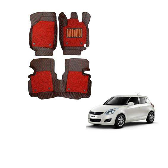 Maruti Suzuki Swift (2012-2017) Premium 7D Foot Mats - Red Colour