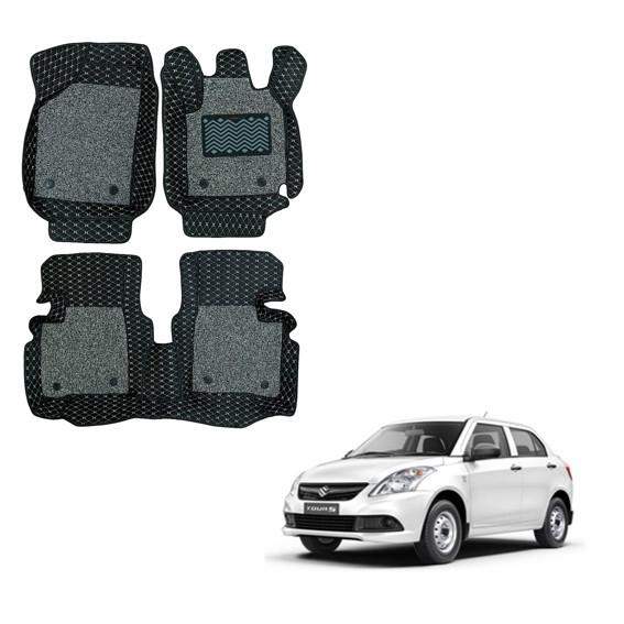 Maruti Suzuki Swift Dzire (2012-2016) Luxury Foot Mats - Black/Grey Colour