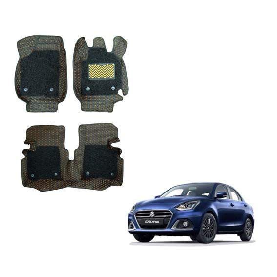 Maruti Suzuki Swift Dzire (2019) Luxurious 7D Mats - Silver/Tan Colour