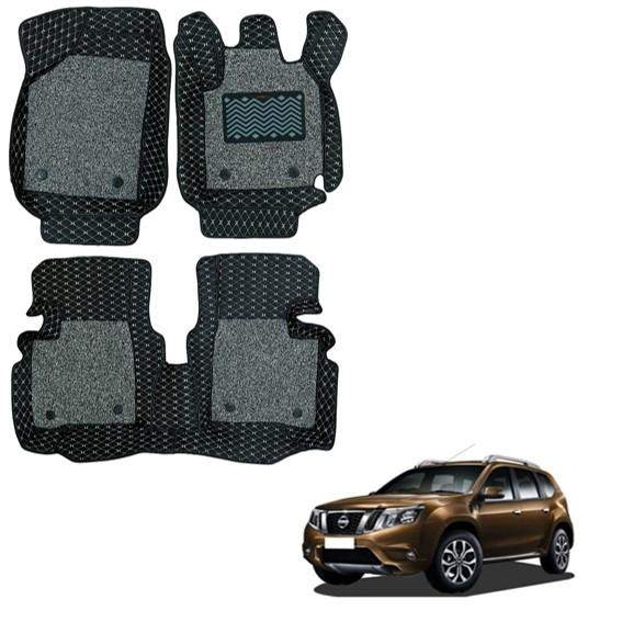 Luxury Foot Mats for Nissan Terrano - Black/Grey Colour