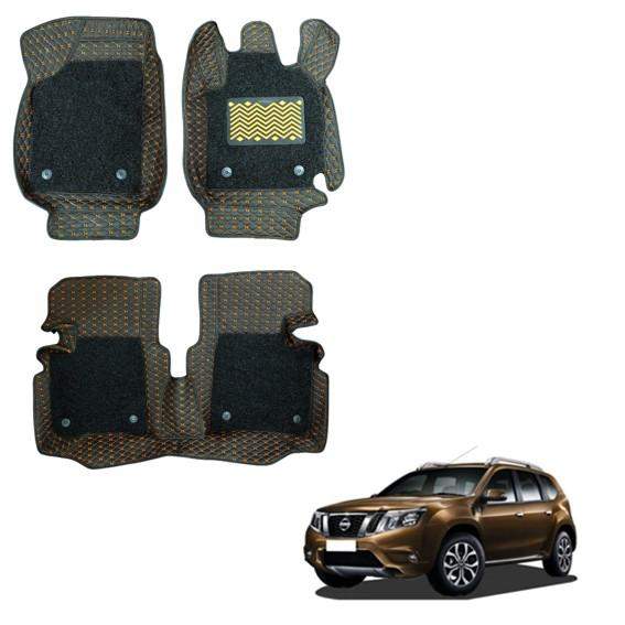 Nissan Terrano Luxurious 7D Foot Mats - Black/Tan Colour