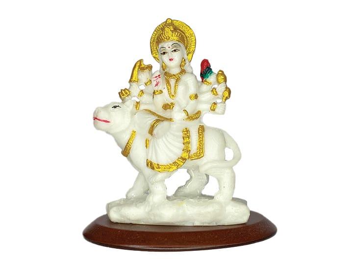 Sherawali Mata Idol in White Color for Car Dashboard