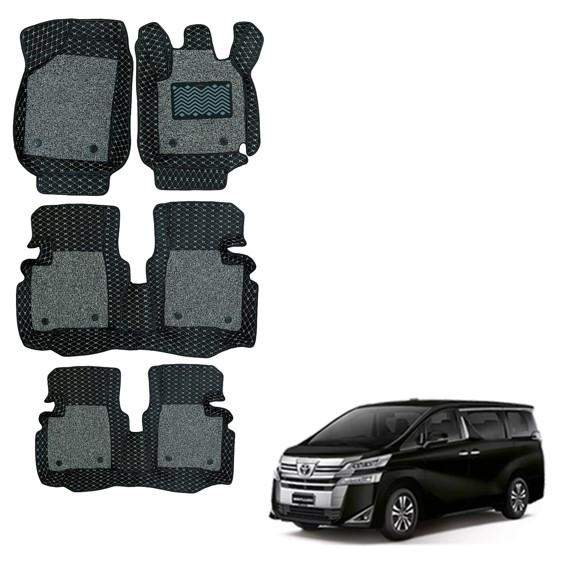 Toyota Vellfire Spacious Foot Mats - Black/Grey Colour