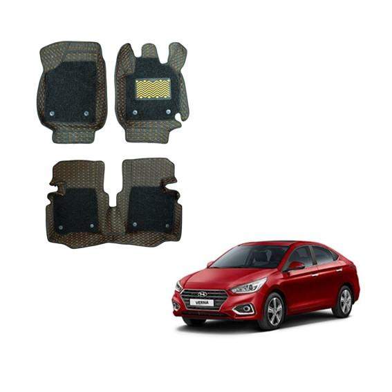 Hyundai Verna (2017) Premium 7D Mats - Silver/Tan Colour