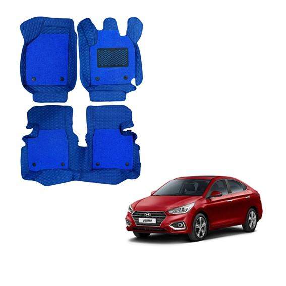 Hyundai Verna (2017) Luxury 7D Foot Mats - Blue Colour