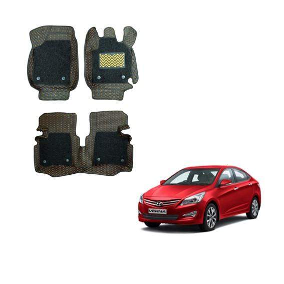 Hyundai Verna Fluidic Premium 7D Mats - Silver/Tan Colour