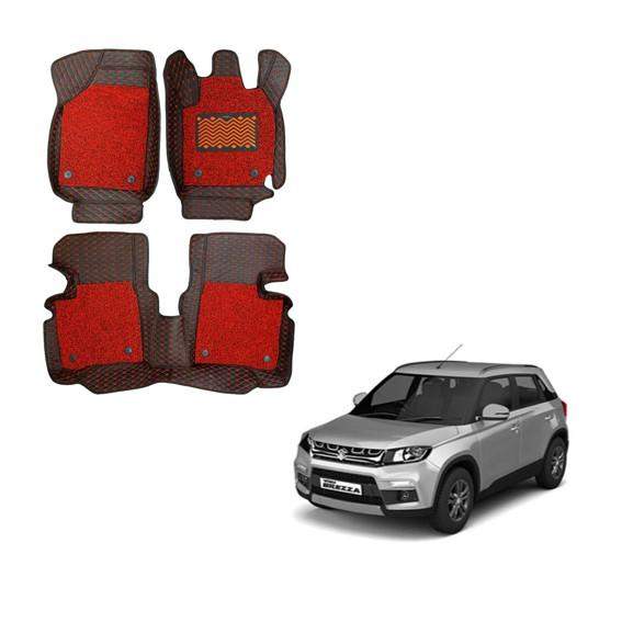 Maruti Suzuki Vitara Brezza Luxury 7D Mats - Black/Red Colour