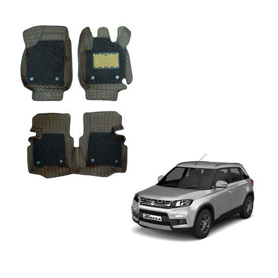 Maruti Suzuki Vitara Brezza Spacious Floor Mats - Silver/Tan Colour