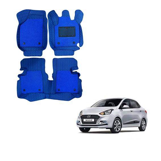 Hyundai Xcent Deluxe 7D Foot Mats - Blue Colour