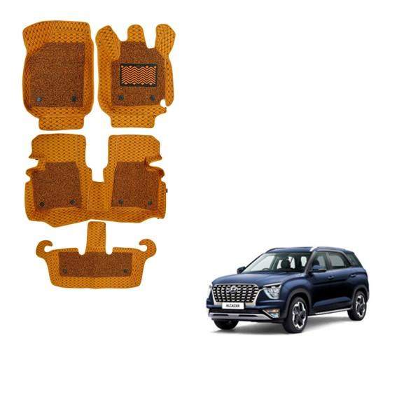 Hyundai Alcazar Superior 7D Foot Mats - Tan Colour