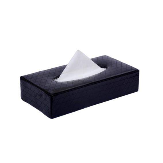 Leatherette Car Tissue Box For Dashboard Black