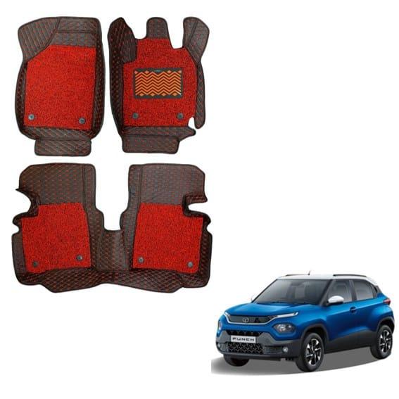 Tata Punch Premium Floor Mats - Black/Red Colour