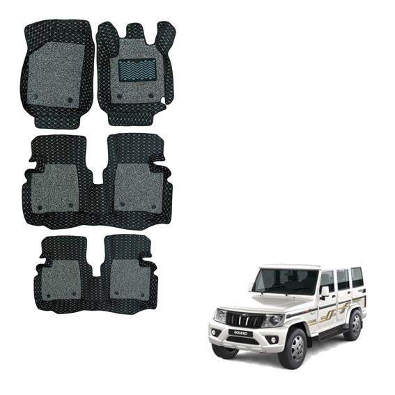 Mahindra Bolero Luxurious 7D Foot Mats - Black/Grey Colour