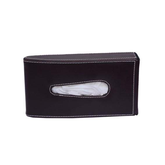 Leatherette Car Tissue Box For Dashboard Brown