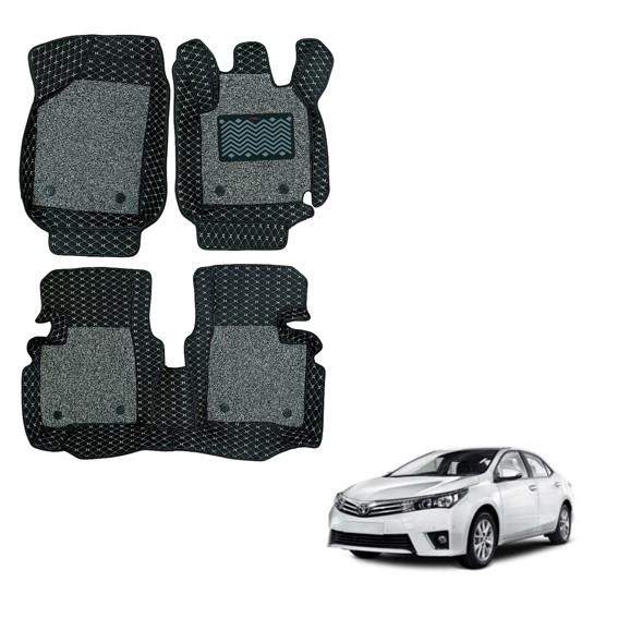 Toyota Corolla Altis Luxury Foot Mats - Black/Grey Colour