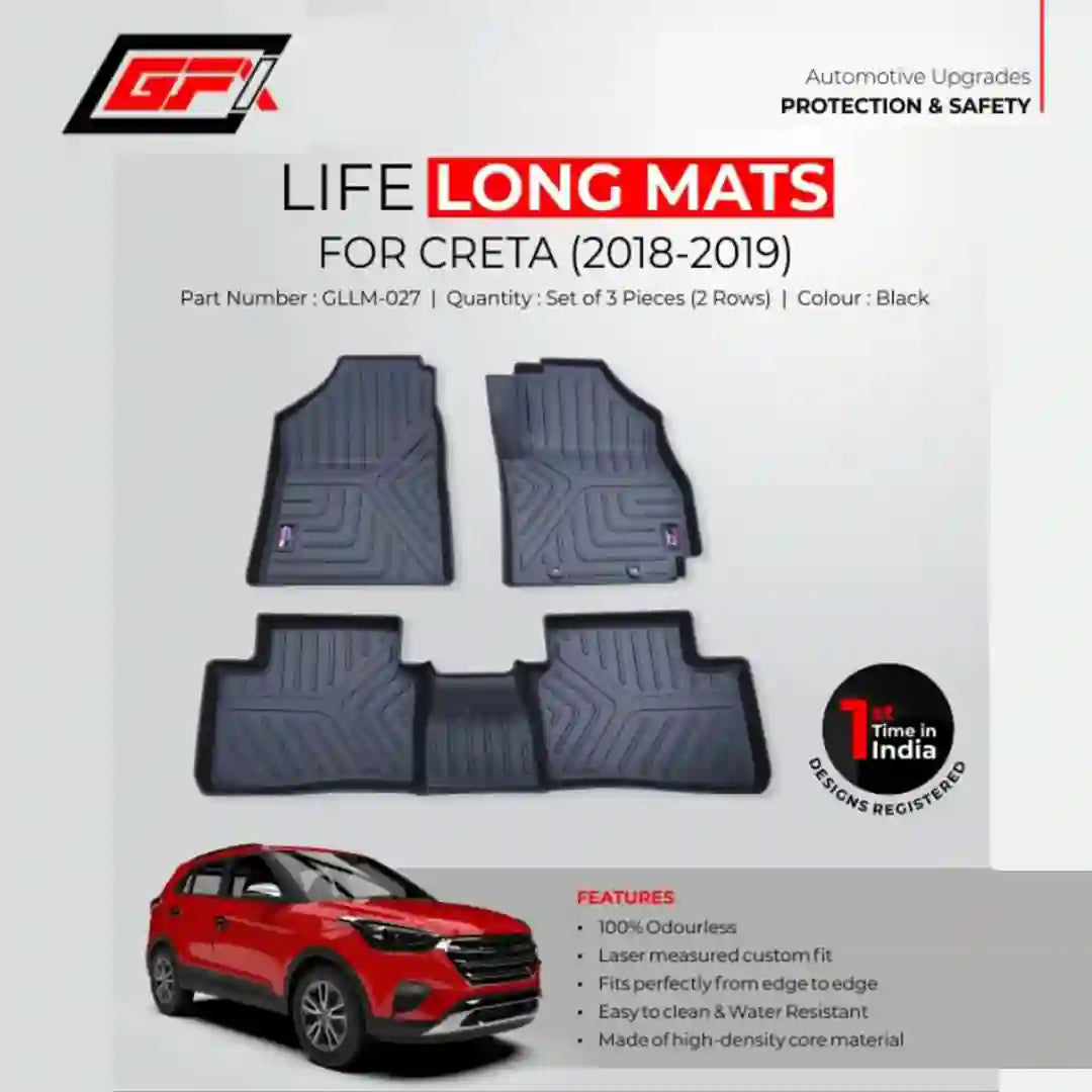 GFX Lifelong floor mats for Creta 2018-19 Onwards Set Of 3