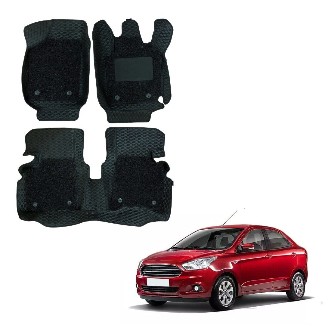 Ford Figo Aspire Deluxe 7D Foot Mats - Black Colour