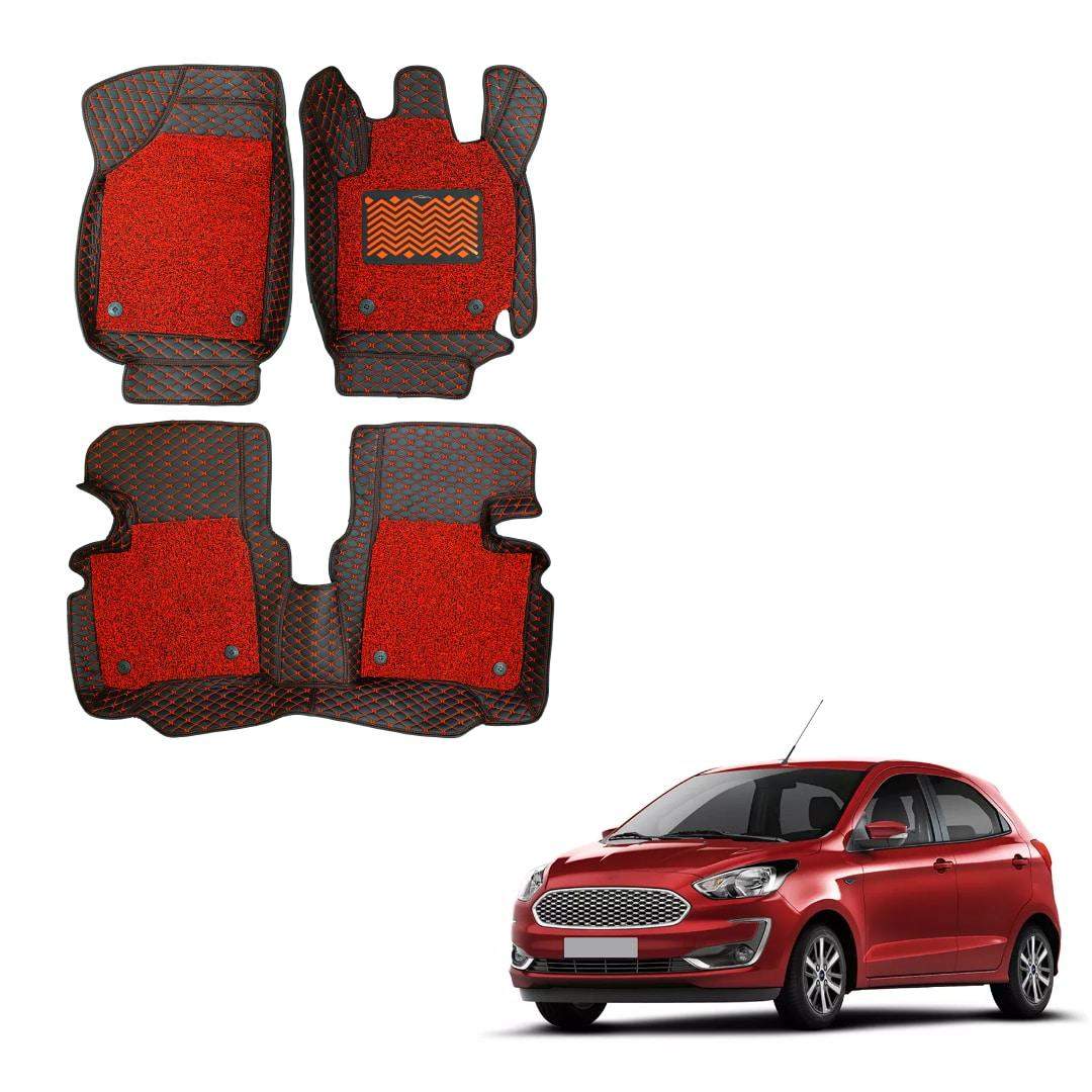 Ford Figo Lavish 7D Foot Mats - Red Colour