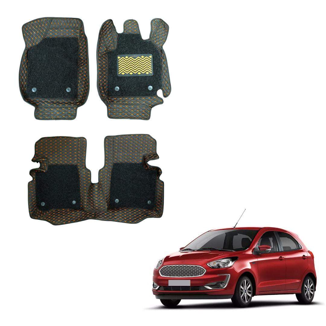 Ford Figo Spacious 7D Boot Mat - Black/Tan Colour