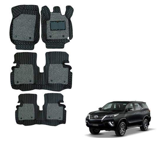 Toyota Fortuner (2016) Luxurious 7D Foot Mats - Black/Grey Colour