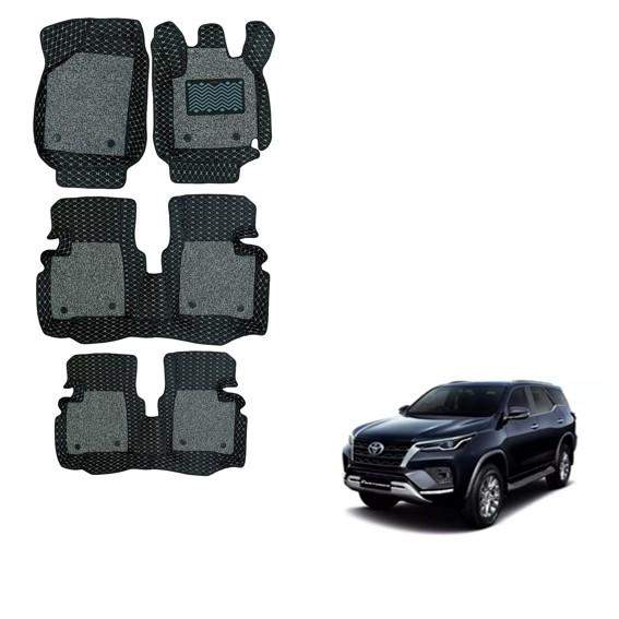 Toyota Fortuner (2021) Luxury 7D Foot Mats - Black/Grey Colour