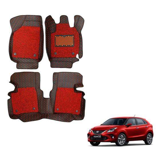 Toyota Glanza Deluxe 7D Mats - Black/Red Colour