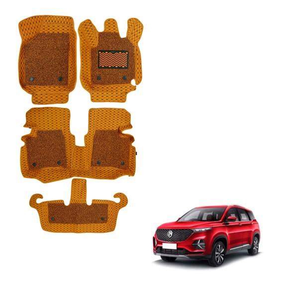 MG Hector Plus Attractive 7D Foot Mats - Tan Colour