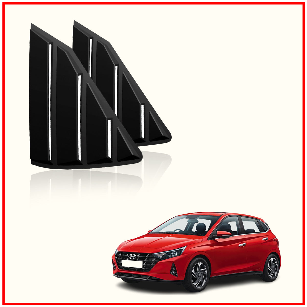 i-20 2020 Rear Window Side Louvers || Glossy Black Finish