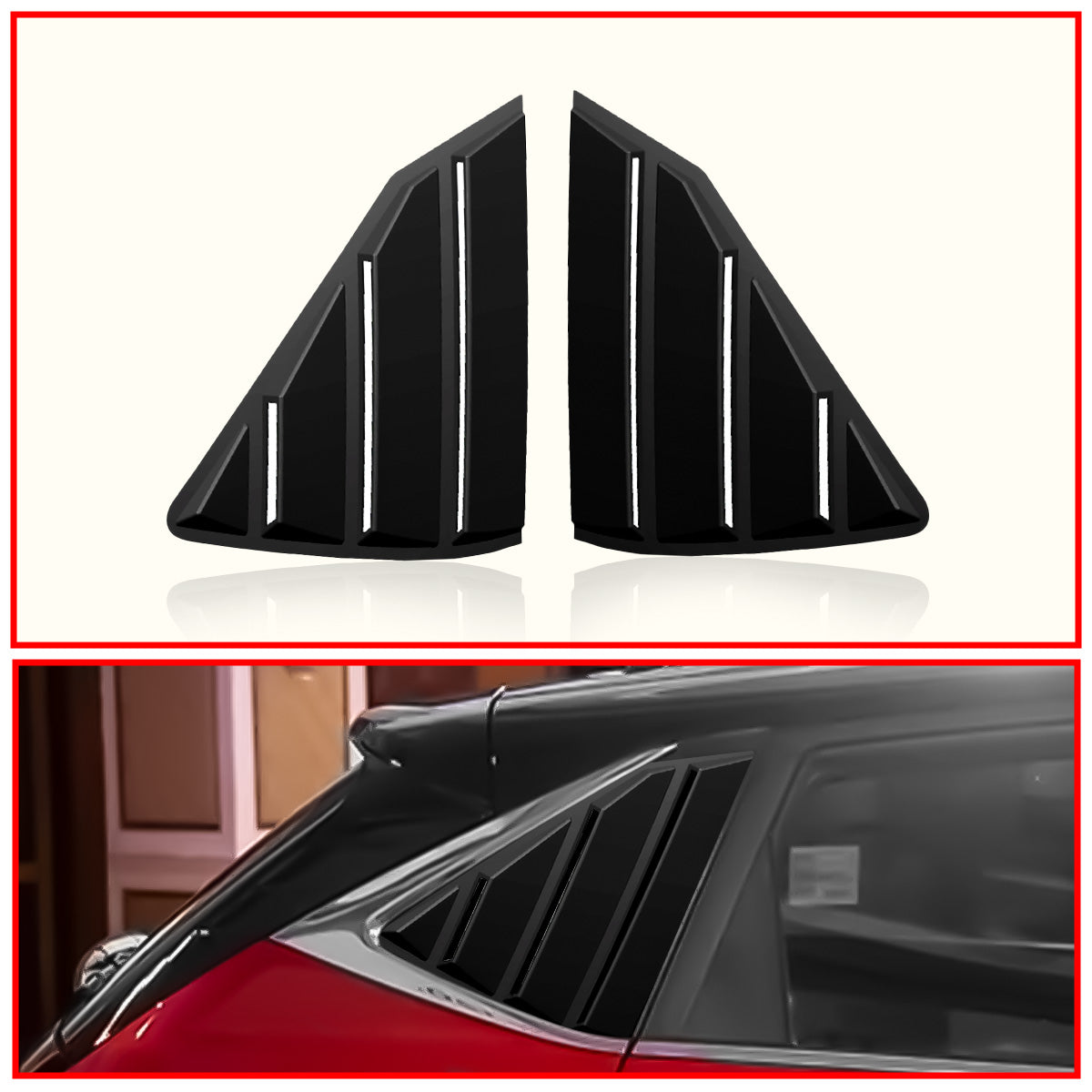 i-20 2020 Rear Window Side Louvers || Glossy Black Finish