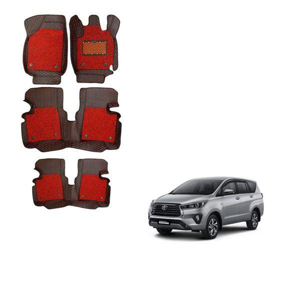 Toyota Innova Crysta (2021) Attractive 7D Foot Mats - Red Colour