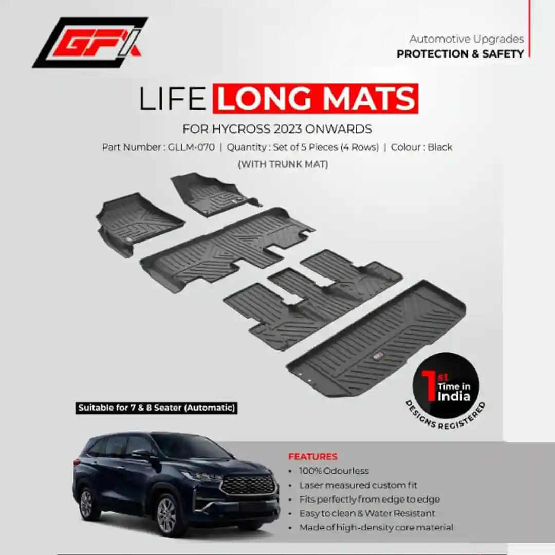 GFX Lifelong floor mats with Trunk for Hycross 2023 Onwards