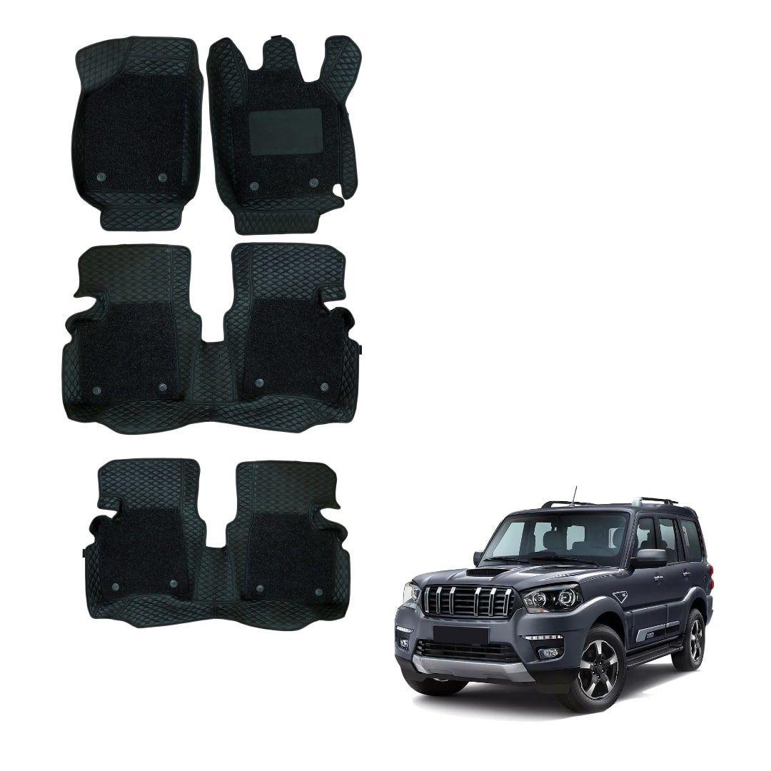 Mahindra Scorpio Classic Lavish 7D Mats - Black Colour