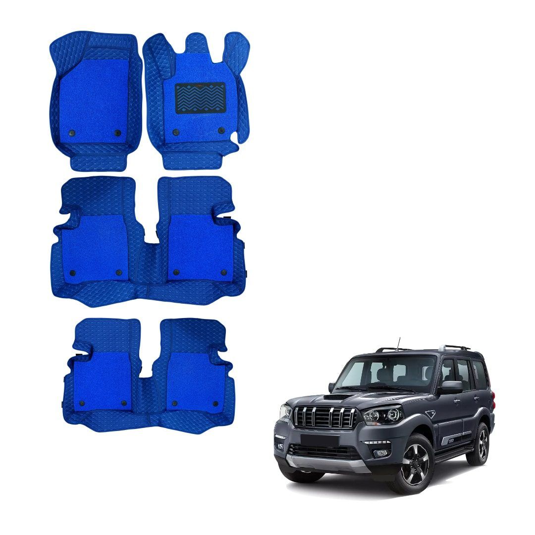 Mahindra Scorpio Classic Superior 7D Mat Carpet - Blue Colour