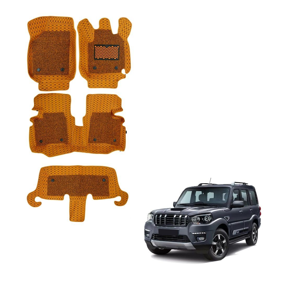 Mahindra Scorpio Classic Luxury 7D Foot Mats - Tan Colour