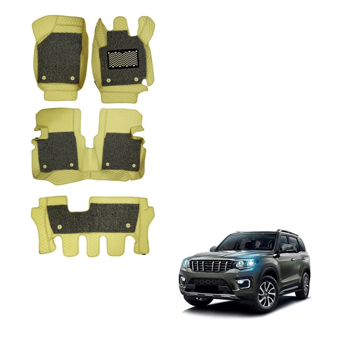 Mahindra Scorpio-N Luxurious 7D Floor Mats Carpet - Beige Colour