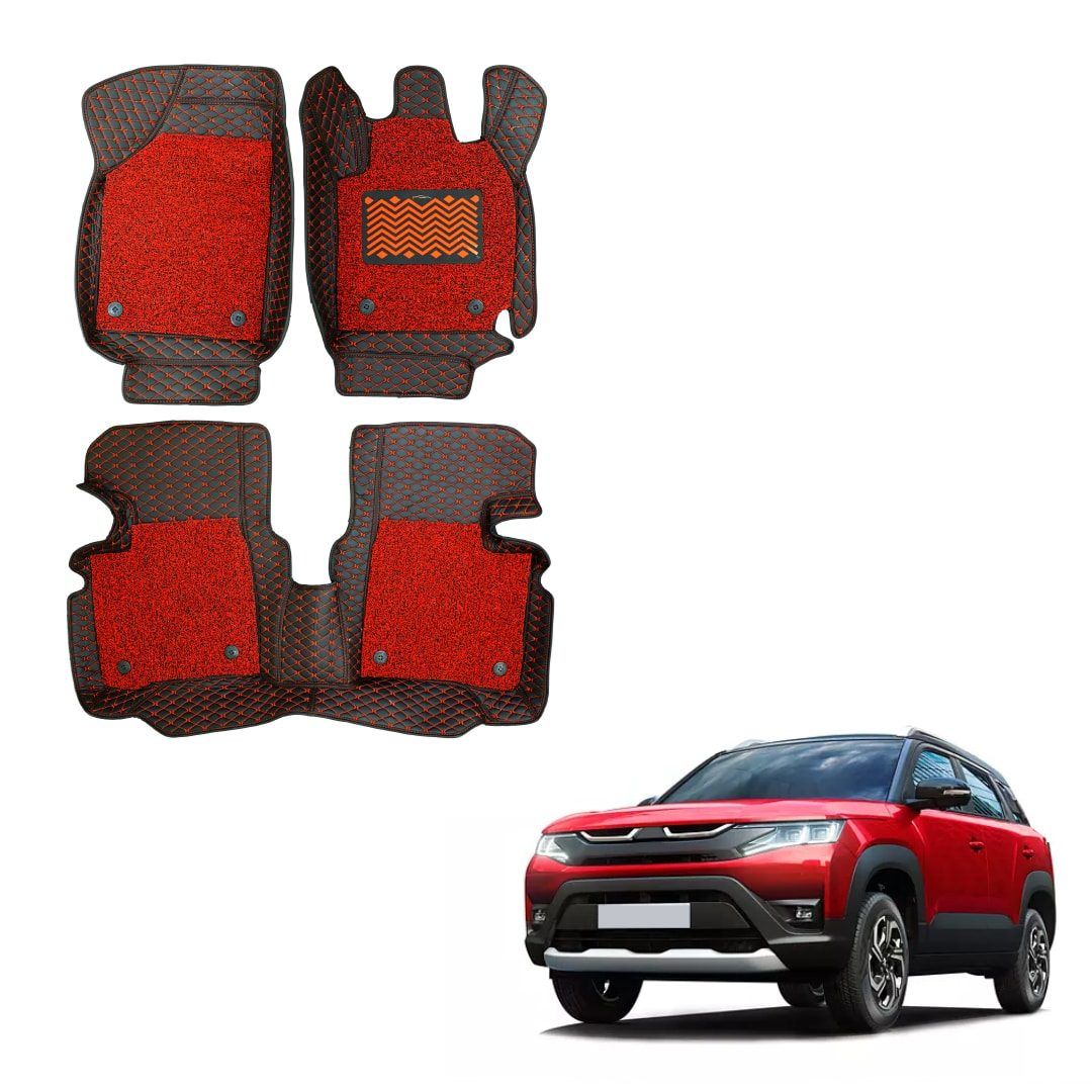 Maruti Suzuki Brezza (2022) Deluxe Floor Mats - Black/Red Colour