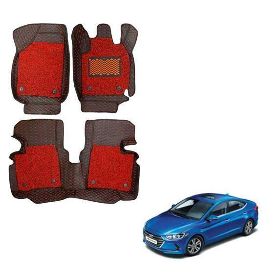 Hyundai New Elantra (2017) Spacious 7D Mat Carpet - Black/Red Colour