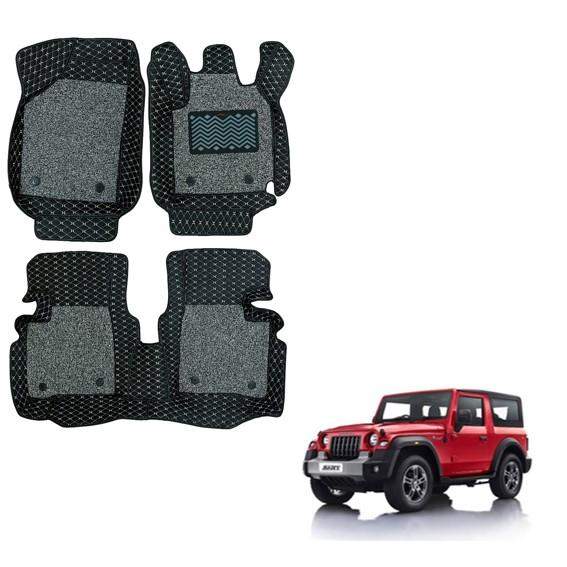 Mahindra New Thar Luxurious 7D Mats - Black/Grey Colour