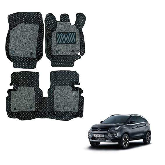 Tata Nexon Spacious 7D Foot Mats - Black/Grey Colour