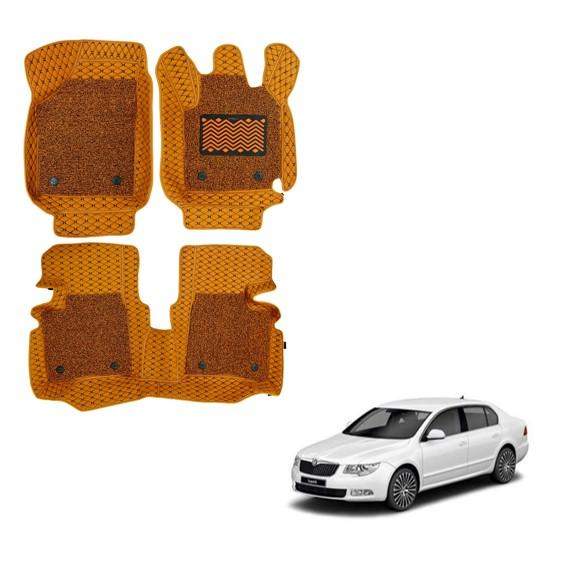 Skoda Superb Luxurious 7D Mat Carpet - Tan Colour