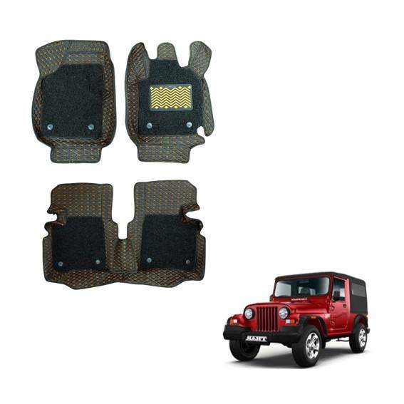 Mahindra Thar Luxury 7D Mats - Silver/Tan Colour