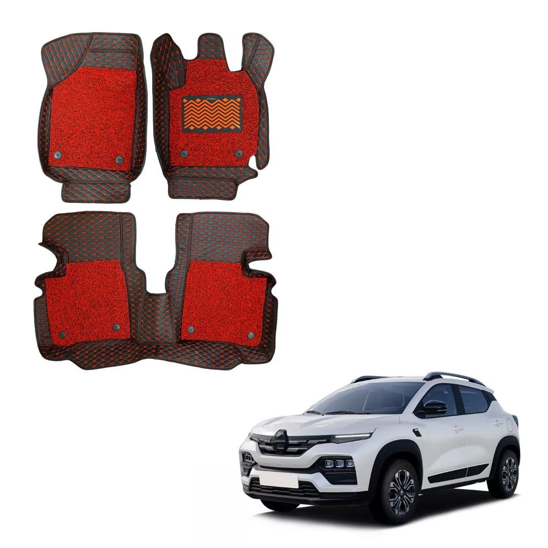 Renault Kiger Luxurious 7D Mats - Black/Red Colour