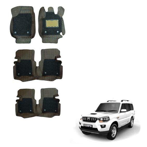 Mahindra Scorpio (2014) Spacious 7D Mats - Silver/Tan Colour