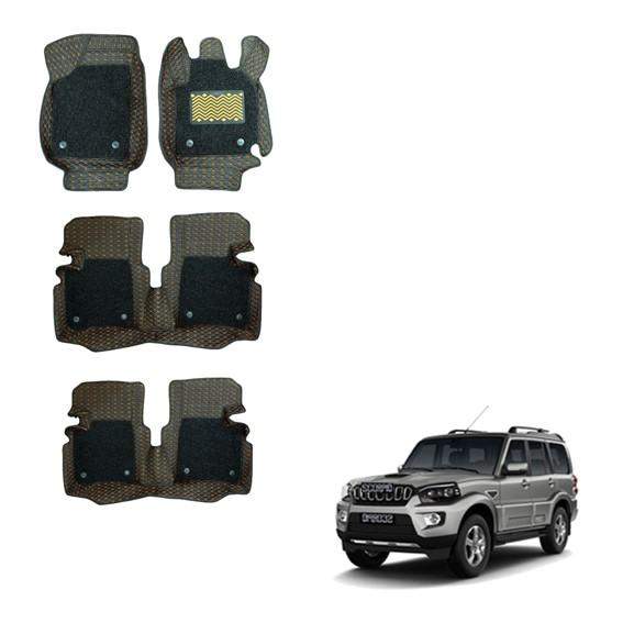 Mahindra Scorpio (2017) Superior 7D Mats - Silver/Tan Colour