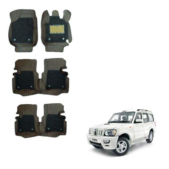 Mahindra Scorpio m-HAWK Luxurious 7D Mats - Silver/Tan Colour