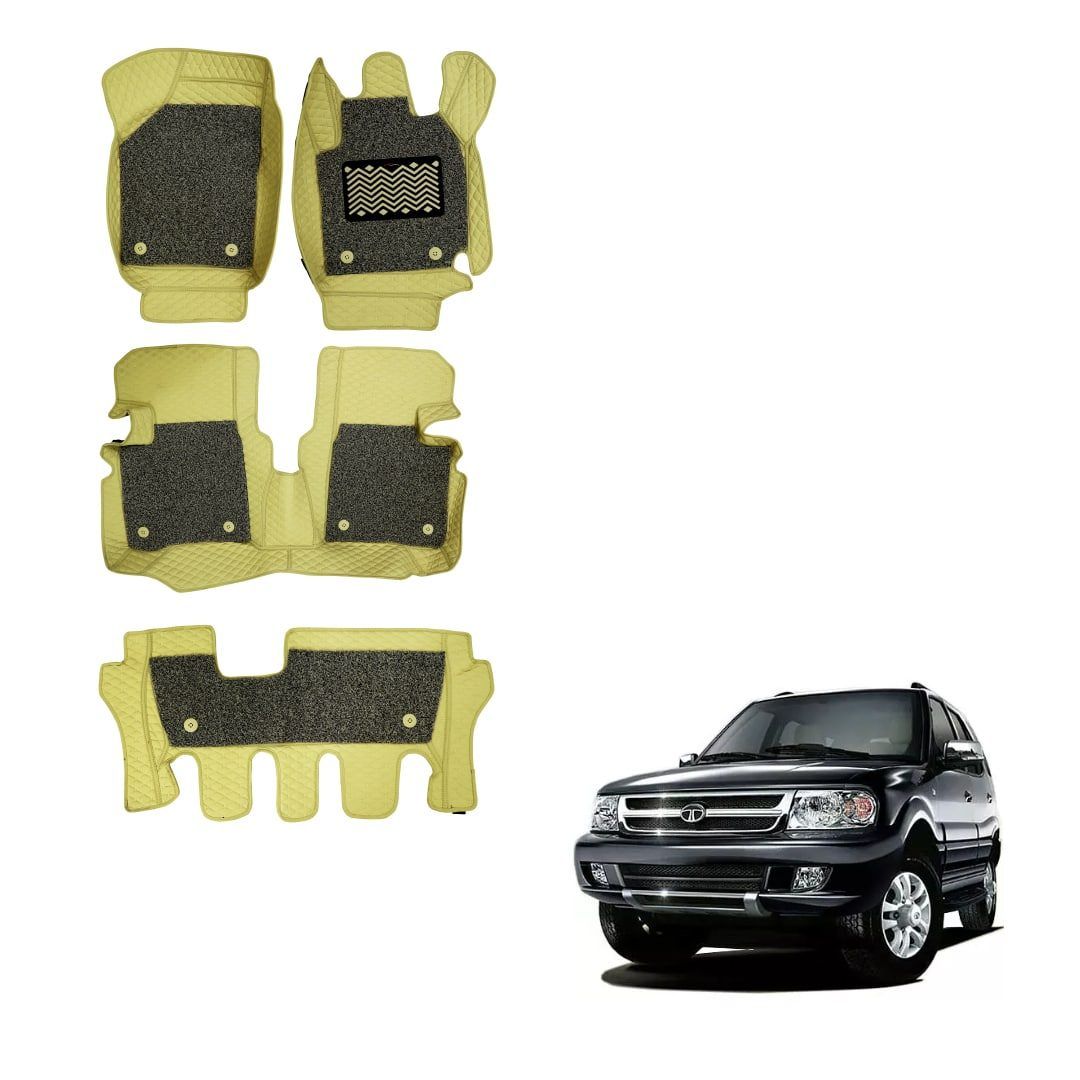 Tata Safari Luxurious 7D Floor Mats - Beige Colour