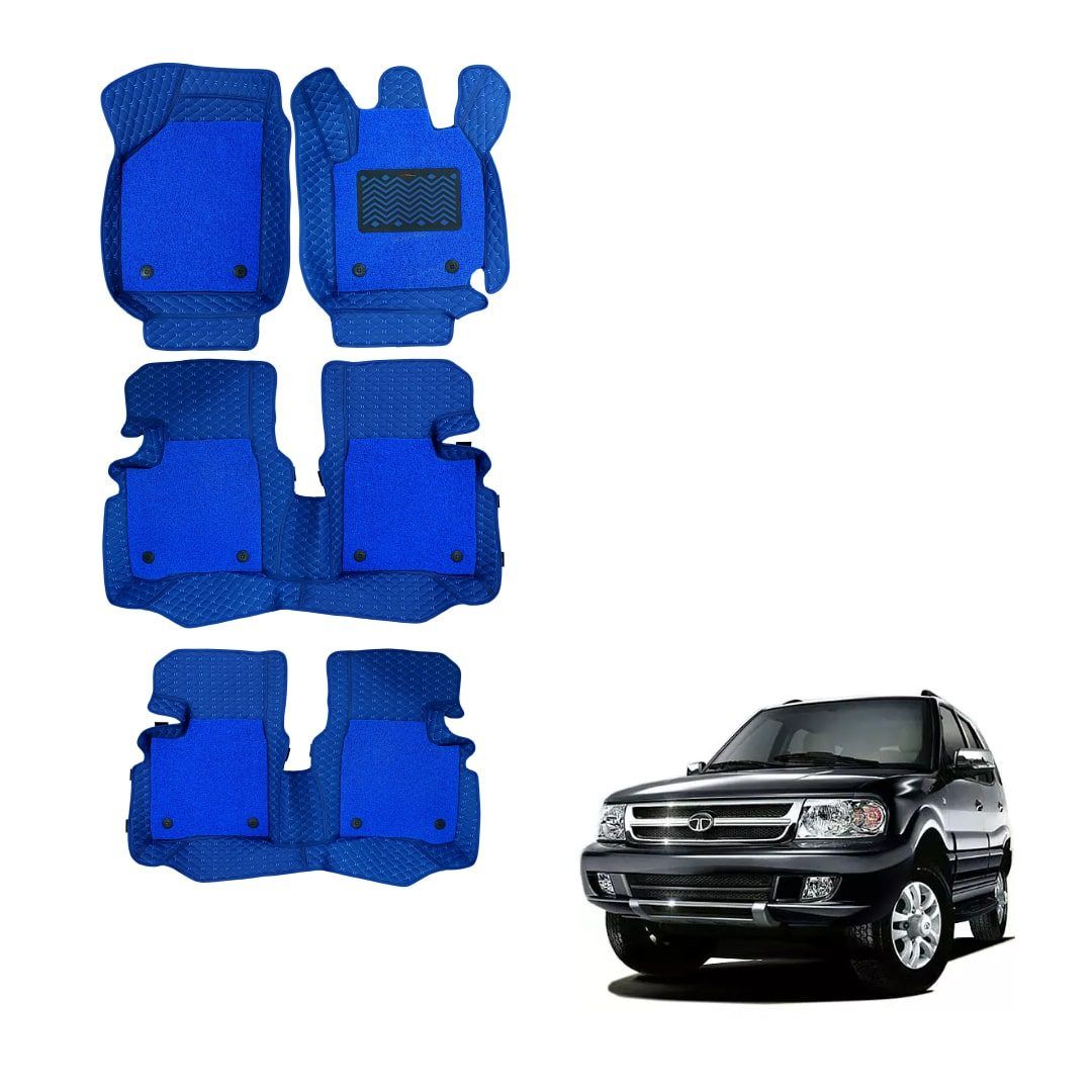 Tata Safari Luxury 7D Foot Mats - Blue Colour