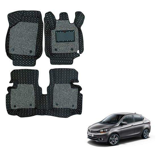 Tata Tigor Spacious 7D Mats - Black/Silver Colour