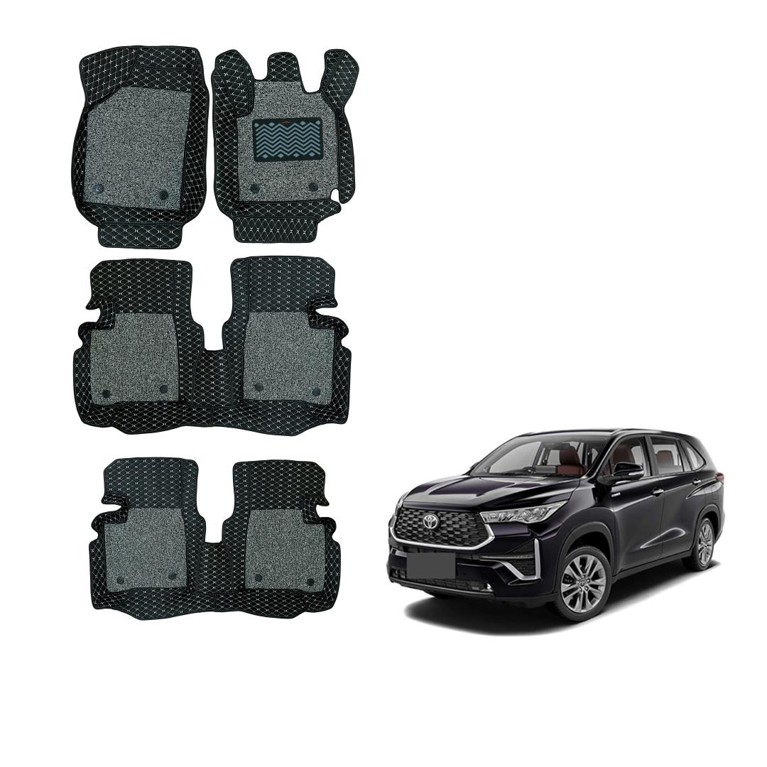 Toyota Innova Hycross Deluxe Foot Mats - Black/Grey Colour